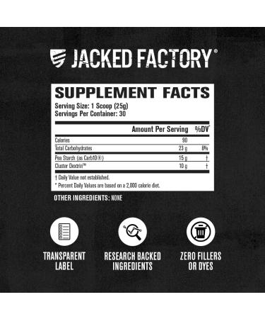 Jacked Factory Carb Surge - Premium Carbohydrate Powder with Carb10 Pea Starch & Cluster Dextrin for Fast-Acting Intra Workout Carbs & Increased Energy - 30 Servings Unflavored - Buy Online on GoSupps.com