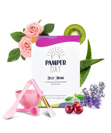 Pamper Day Jelly Mask Facial Kit - Peel Off Face Mask Bundle with 10 Fruit Masks, Silicone Brush, Mixing Bowl, Spatula & Spoon - Buy Online on GoSupps.com