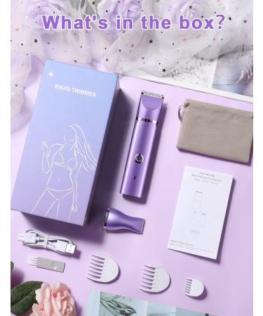 YBLNTEK Rechargeable Bikini Trimmer for Women - 2 in 1 Electric Razor for Pubic Hair Removal - Wet/Dry Use, Cordless and Washable - Purple - Buy Online on GoSupps.com