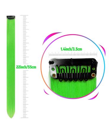 22-Inch Colored Clip-In Hair Extensions for Girls | 10 PCS Colorful Straight Hair Accessories for Parties & Highlights - Buy Online on GoSupps.com