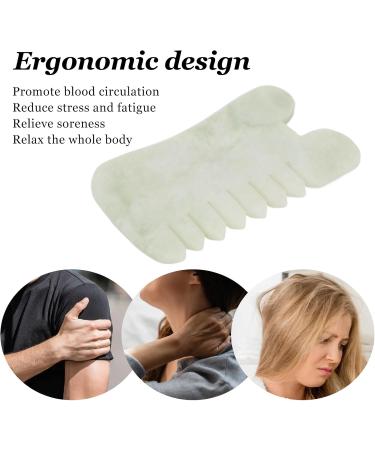 Verdant Touch Meridians Massage Comb - Jadestone Gua Sha Tool for Pain Relief & Head Relaxation | Ergonomic Design | International Shipping - Buy Online on GoSupps.com