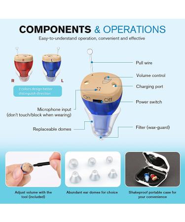 iBstone Rechargeable Hearing Amplifier | Mini Digital CIC Hearing Devices for Adults & Seniors | Blue & Red Pair | K17 - Buy Online on GoSupps.com