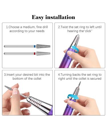 Difenni Cuticle Nail Drill Bits Set with Storage Case - Fine & Medium Grit | 3/32 Shank Efile Bits for Nail Prep and Manicure Pedicure Tools - Buy Online on GoSupps.com