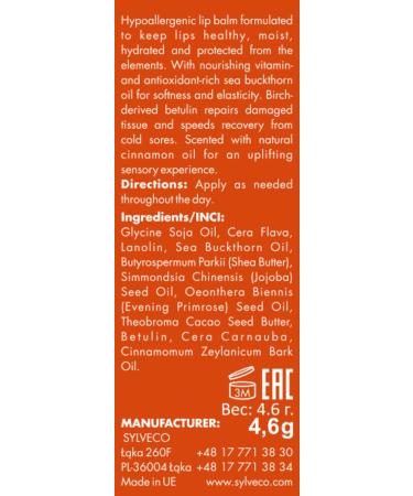 SYLVECO Sea Buckthorn Lip Care Stick with Cinnamon Scent - Buy Online on GoSupps.com