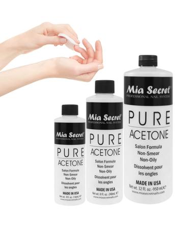 Mia Secret 100% Pure Acetone Nail Polish Remover 8 Fl Oz - Gentle Cuticle Remover for Natural, Acrylic & Sculptured Nails - Quick & Effective Formula - Buy Online on GoSupps.com