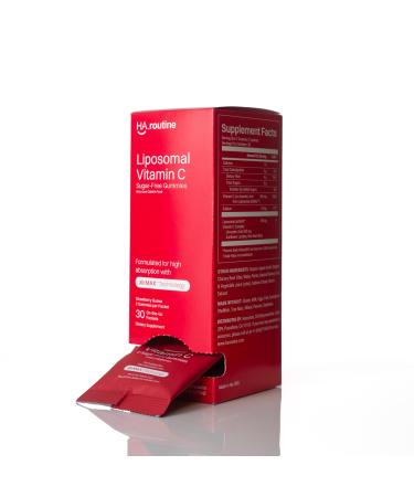 Haroutine Liposomal Vitamin C for Adults 500mg Sugar-Free Gummies Immune Support Supplement Powerful Antioxidant Energy and Collagen Booster 30 Servings in Travel Pack - Strawberry Guava Flavor