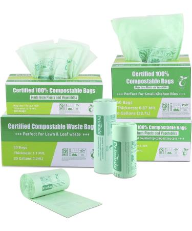 Primode 3 Gallon Compostable Trash Bags - 100 Count, 0.71 Mil Thickness, ASTM D6400 Certified Small Kitchen Bin Bags - Buy Online on GoSupps.com