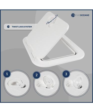 Five Oceans Off-White Boat Hatch 15 11/16 x 12 7/8 with Locking Slam Latch System - Buy Online on GoSupps.com