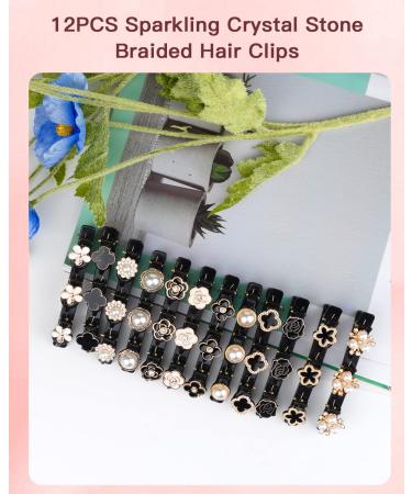 Sparkling Crystal Stone Braided Hair Clips - Multi Clip Barrette for Women & Girls - Buy Online on GoSupps.com