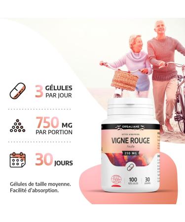 Organic Red Vine 250 mg - 100 Capsules - Ecocert Certified - Orgaliane - Buy Online on GoSupps.com