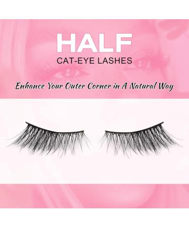 Sixstarhair Wispy Cat Eye Half Lashes Kit - Natural Look False Eyelashes with Glue - 10 Pairs - Corner Accent & Fluffy Wispy Lashes - H76 - Buy Online on GoSupps.com