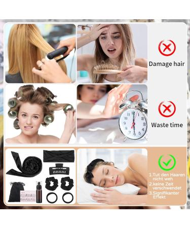 NCKIHRKK 9 x Velor Hair Rollers Heatless Curling Soft Sleep Curling for Long and Medium Hair Heatless Hair Curlers Black - Buy Online on GoSupps.com