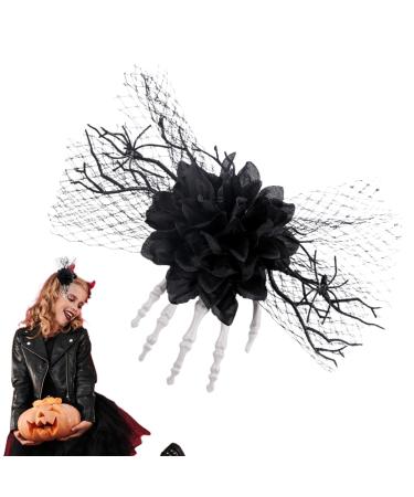 Skeleton Hand Hair Clips | Gothic Skeleton Hand Barrettes | Portable Horror Headwear Festival Hair Pins for Parties Role Black