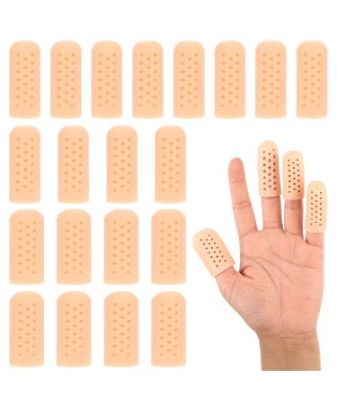 20 PCS Gel Finger Cots with Air Holes Silicone Finger Protectors Finger Sleeves for Dry Skin Rubber Finger Covers Protection for Finger Cracking Wound Hand Eczema Finger Arthritis (2 Size)
