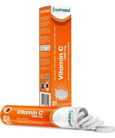 Nutrazul Vitamin C 1000mg Effervescent Tablets - Orange (Pack of 5 X 20) | 100 Days Supply | Gluten Free Lactose Free Sugar Free & Preservative Free | Maintains Immune Function - Buy Online on GoSupps.com