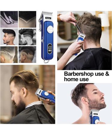 KEMEI Professional Hair Clippers for Men Electric Cordless Hair Trimmer Rechargeable Hair Cutting Kit with LCD Display&Grooming Set for Family(KM-1895) Blue - Buy Online on GoSupps.com