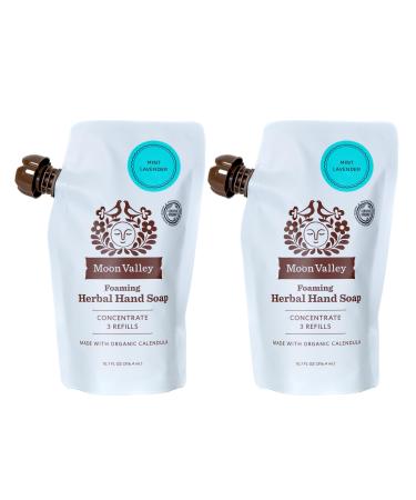 Moon Valley Foaming Hand Soap Refill Pouch Two-Pack Mint Lavendar Soap Vegan and Non-GMO Environmentally Friendly Option MINT LAVENDER 10.7 Fl Oz (Pack of 2)