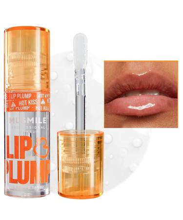 Clear Lip gloss Lip Oil Duck Lip Plumper Gloss High Pigment Plumping Lip Gloss With Spicy Ginger Moisturizing Shiny Glitter And Vegan Tinted Lip Makeup Suitable For Ladies And Girls Dry Lip Care # 01 Clear # 01 0.98 Fl Oz (Pack of 1)