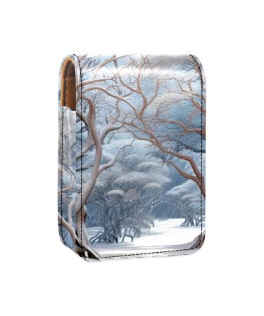 Travel Lipstick Organizer Case Lipstick Case Portable Makeup Bag With Mirror Winter Forest Tree Elk L281j3oqjv