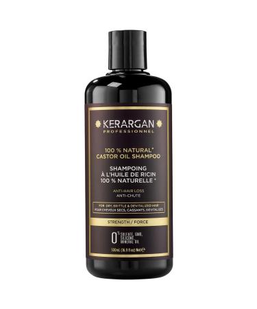 Kerargan - Shampoing Anti-Chute l'Huile de Ricin - Fortifie & Favorise la Croissance - Cheveux Secs et Cassants - Enrichi en K ratine Huile d'Argan Aloe Vera - Sans sulfate OGM silicone - 500ml Ricin 500 ml (Lot de 1)