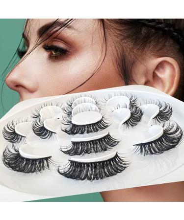 Bianikic False Eyelashes Cat Eye Faux Mink Lashes Wispy Lashes 7 Pairs Pack Russian Strip Fluffy Long Thick Volume Fake Eye Lash Natural Look Like Extension 10-16MM 10-16MM-Russian