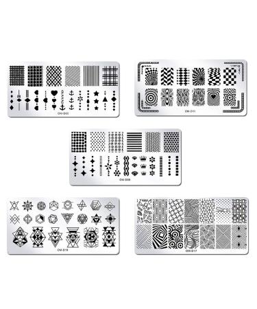 WOKOTO 5Pcs Nail Stamping Set - Classic Geometric Stars Nail Art Kit for Women and Girls - Buy Online on GoSupps.com