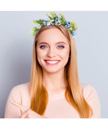 Peony Flower Headband Christmas Blue Flower Hair Band Xmas Floral Crown Headpiece for Girl Women Home Wedding Party Favor Decorations - Buy Online on GoSupps.com