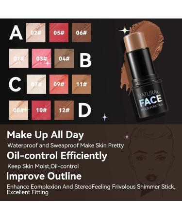 Kit de Contour Visage 3 Pi ces - Stick Contour Cr me Bronzant Highlighter et Blush - Sculpture des Joues Longue Tenue - Maquillage Professionnel Set C - Buy Online on GoSupps.com
