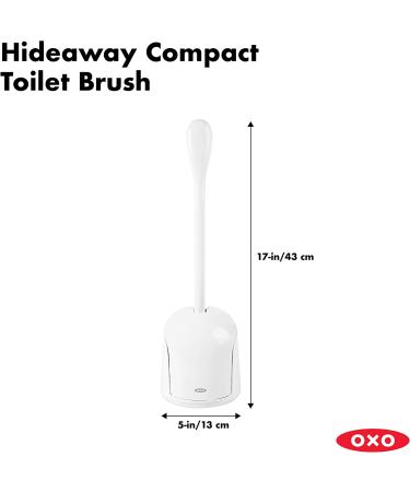 OXO Good Grips Compact Toilet Brush & Canister - White - 6 x 4.75 x 17.25 - Ergonomic Design for Efficient Cleaning - Buy Online on GoSupps.com