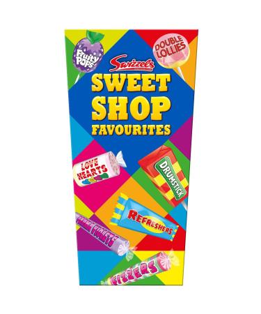 SweetShop Favourites Box 324g - Includes - Love Hearts - Drumsticks - Refreshers - Parma Violets - Fizzers - Favourite Candy Sweets - Delicious Special For Easter Treat Gift Hamper Christmas Birthday
