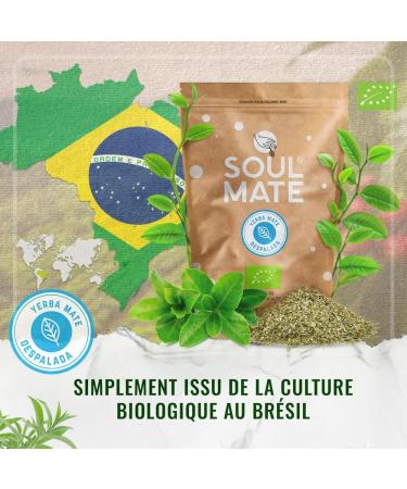Yerba Mate Bio Soul Mate Org nica Despalada 100% Feuilles Sans Fum e Go t Pur & nergisant - Buy Online on GoSupps.com