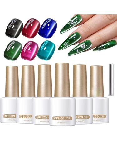  demaxiyad Gel Polish - Magnetic Gel 6 Colors for French Tip Manicure | Sculpting Polish for Manicure - for Autumn Halloween Christmas Makeup Parties Holidays Weddings - Buy Online on GoSupps.com