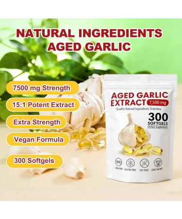 Tnaasmais Aged Garlic Extract Capsules 7500mg Odorless 300 Count Organic Aged Garlic Supplements for Immune Support & Antioxidant Benefits Vegetarian - Buy Online on GoSupps.com