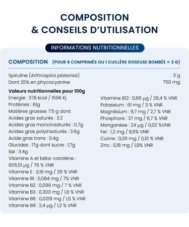 Spiruline Bio Fran aise - 25% Phycocyanine - 500 mg / 500 comprim s - Superaliment riche en prot ines v g tales - S chage froid - Sport Tonus Immunit Vitalit - Dynveo - Buy Online on GoSupps.com