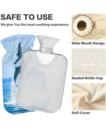Sea Dolphins Jumping Hot Water Bottle (1L) - BPA Free Small Hot Water Bag for Pain Relief & Hot/Cold Compress - International Shipping - Buy Online on GoSupps.com