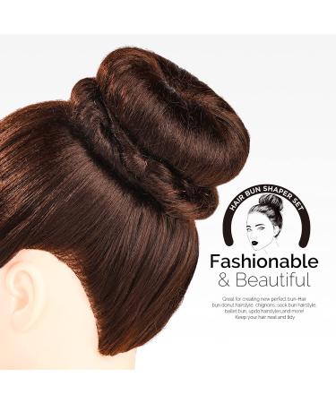 Teenitor Donut Hair Bun Maker Set - 7 Pieces (Dark Brown) with Elastic Bands and Hair Pins - Buy Online on GoSupps.com