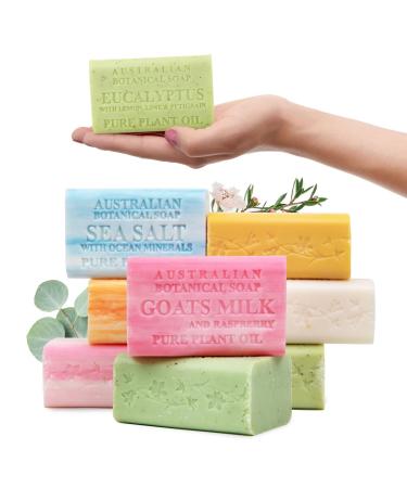 Australian Botanical Soap Pure Plant Oil Soaps 8 Bar Soap Variety Pack | 6.6 oz (187g) Natural Ingredient Soap Bars | All Skin Types | Shea Butter Infused - Pack of 8 8 Bar Variety Pack