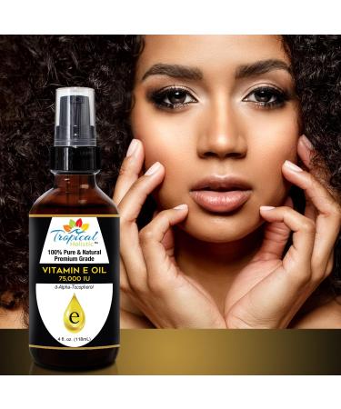 Buy 100% Pure Vitamin E Oil 4oz - Plant-Based D-Alpha Tocopherol for Skin Hair & Nails - Hydrates Reduces Scars & Age Spots - International Shipping Available - Buy Online on GoSupps.com