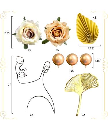 Champagne Acrylic Lady Face Cake Topper with Gold Leaves for Wedding & Birthday Party - Buy Online on GoSupps.com