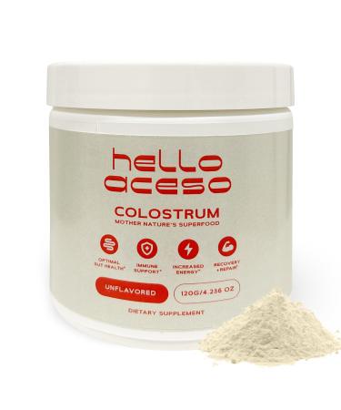 hello aceso Colostrum Powder (Unflavored) - Immune Support & Energy Boost - Superfood Supplement - Colostrum for Women & Men - Dietary Supplement for Gut Health