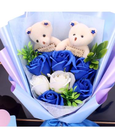 Buy Soap Flower Bouquet - Scented Decorative Floral Arrangement for Valentine's Day | Indoor & Outdoor Decor | Perfect Gift for Students Women & Men (Blue - Buy Online on GoSupps.com