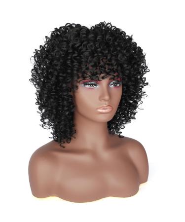 14-Inch Porsmeer Curly Afro Wig for Women - Natural Kinky Curly Bob with Ponytail Shoulder Length Black 1B# - Perfect Volume for Black Women - Buy Online on GoSupps.com