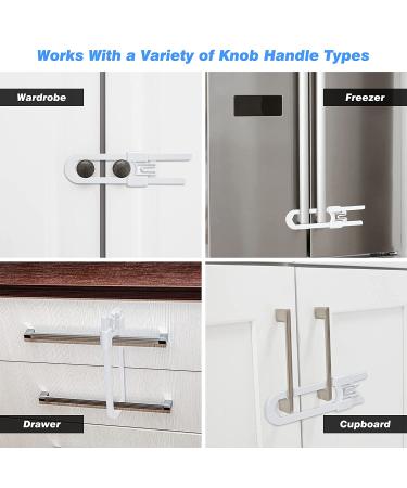 10 Pack Baby Sliding Cabinet Locks - Vmaisi U Shaped Child Safety Locks - Adjustable & Childproof Latches for Kitchen Bathroom Cupboards - White - Buy Online on GoSupps.com