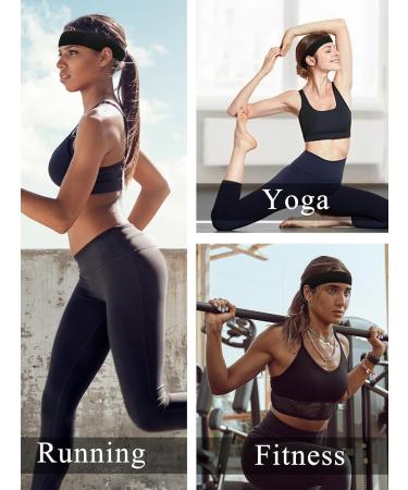 BELEVO 7cm Headband Headbands For Women Black Head Band Elastic Head Bands Soft Hair Bands For Men And Women For Sports Yoga And Exercise Black White Grey - Buy Online on GoSupps.com