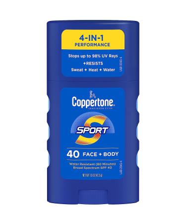 Coppertone Sport Sunscreen Spray SPF 50 5.5 Oz & Sunscreen Stick SPF 40 1.5 Oz - Water Resistant Formula - Buy Online on GoSupps.com