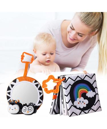 AIBYKS Baby Discovering Mirror | Sensory Infant Mirror for Tummy Time | Crib Bells & Fabric Book | Ideal for Newborns 0-12 Months - Buy Online on GoSupps.com