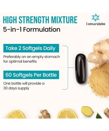 Lumarejebo Liposomal Vertigo Softgel 1600mg Inner Ear Balance Supplement with Ginger & Ginkgo Extract Relieve Motion Sickness & Dizziness 60 Softgels 60 count (Pack of 2) - Buy Online on GoSupps.com
