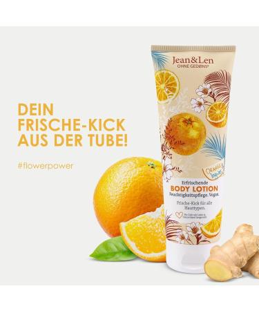 Jean & Len Orange & Ginger Body Lotion Light Texture Fast Absorption for All Skin Types pH Neutral Formula Body Cream Paraben and Silicone Free Vegan 250 ml - Buy Online on GoSupps.com