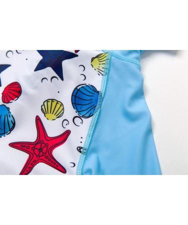 BONVERANO Baby Boys Swimsuit 6-9 Months Blue Star | UPF 50+ Full-Zip Hoodie One Piece Swimwear - Buy Online on GoSupps.com