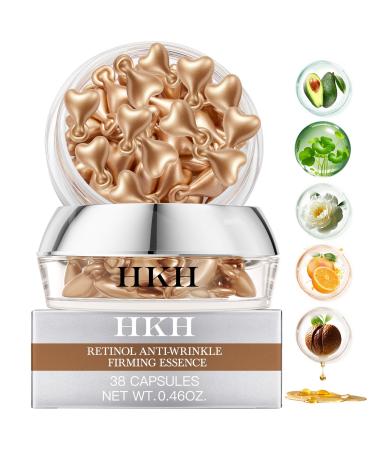 HKH Retinol Serum Capsules for Face: Niacinamide + Hyaluronic Acid 38 Caps - Anti Aging Wrinkle Repair, Day/Night Facial & Neck Firming Plump Skin Care for 30+ Women - Travel-Friendly